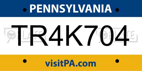 TR4K704 Pennsylvania License Plate