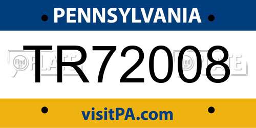 TR72008 Pennsylvania License Plate