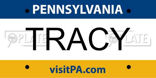 TRACY Pennsylvania License Plate