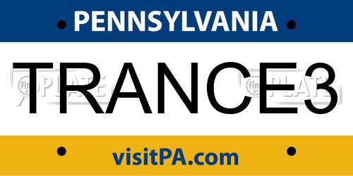 TRANCE3 Pennsylvania License Plate