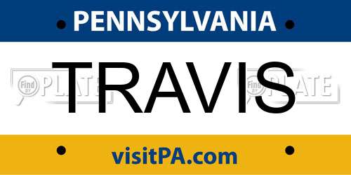TRAVIS Pennsylvania License Plate