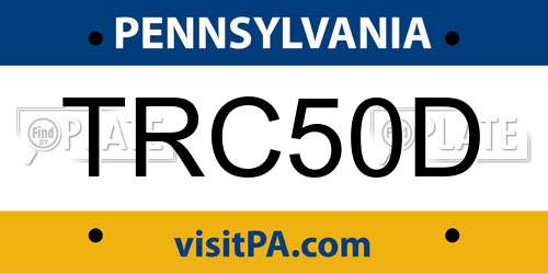 TRC50D Pennsylvania License Plate