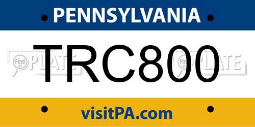 TRC800 Pennsylvania License Plate