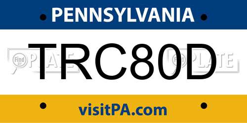 TRC80D Pennsylvania License Plate