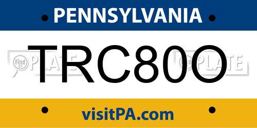 TRC80O Pennsylvania License Plate