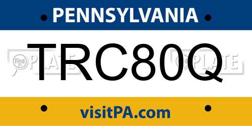 TRC80Q Pennsylvania License Plate