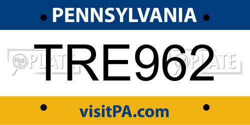 TRE962 Pennsylvania License Plate
