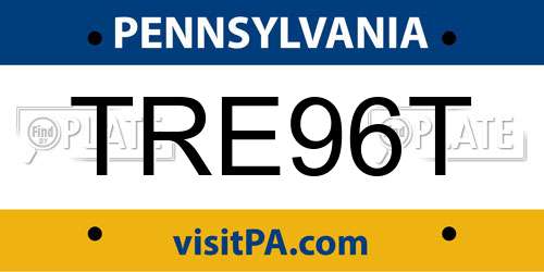 TRE96T Pennsylvania License Plate
