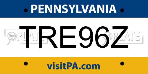 TRE96Z Pennsylvania License Plate
