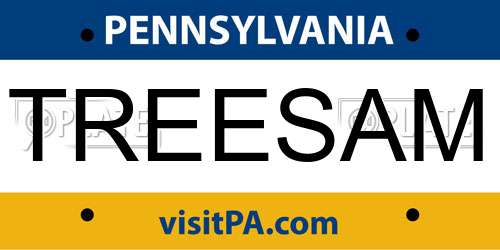 TREESAM Pennsylvania License Plate