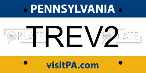 TREV2 Pennsylvania License Plate