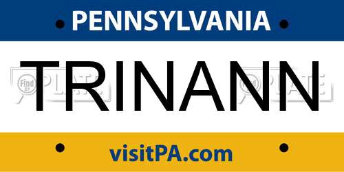 TRINANN Pennsylvania License Plate