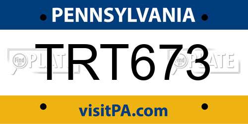 TRT673 Pennsylvania License Plate