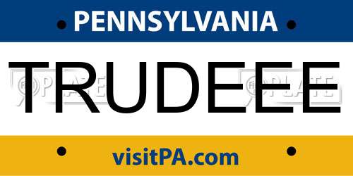 TRUDEEE Pennsylvania License Plate