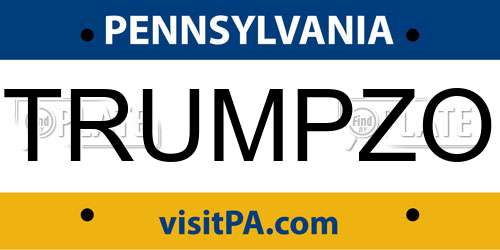 TRUMPZO Pennsylvania License Plate
