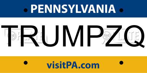 TRUMPZQ Pennsylvania License Plate