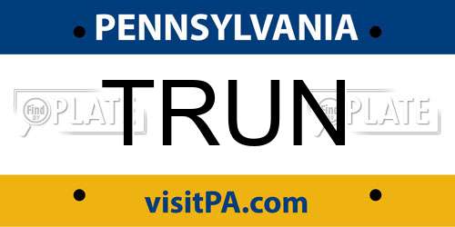 TRUN Pennsylvania License Plate