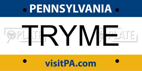 TRYME Pennsylvania License Plate