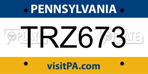 TRZ673 Pennsylvania License Plate