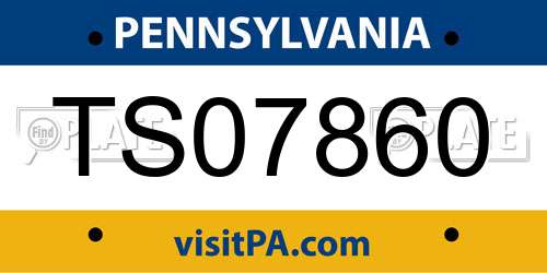 TS07860 Pennsylvania License Plate
