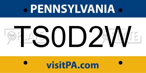 TS0D2W Pennsylvania License Plate