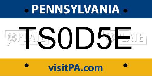TS0D5E Pennsylvania License Plate