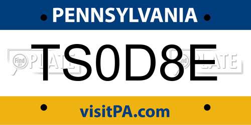 TS0D8E Pennsylvania License Plate
