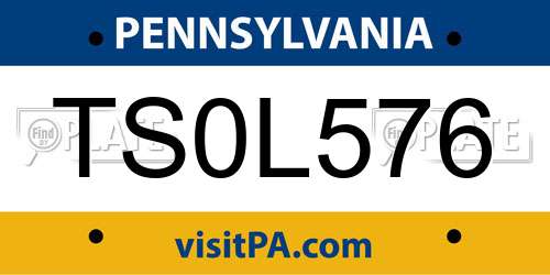 TS0L576 Pennsylvania License Plate