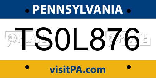 TS0L876 Pennsylvania License Plate