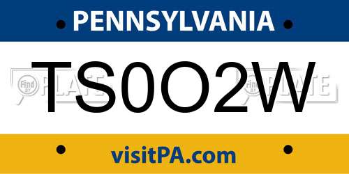 TS0O2W Pennsylvania License Plate