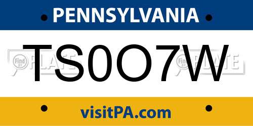 TS0O7W Pennsylvania License Plate