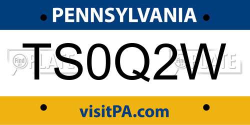 TS0Q2W Pennsylvania License Plate