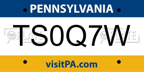 TS0Q7W Pennsylvania License Plate