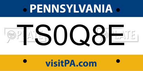 TS0Q8E Pennsylvania License Plate