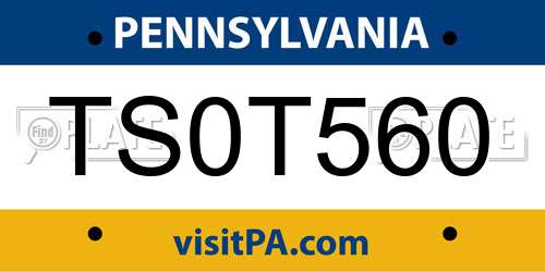 TS0T560 Pennsylvania License Plate