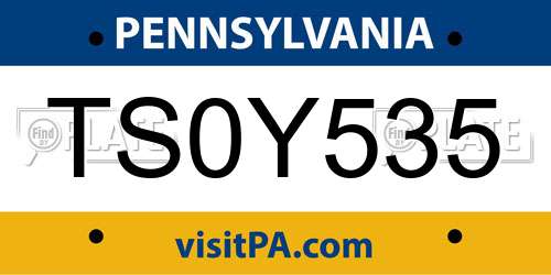 TS0Y535 Pennsylvania License Plate