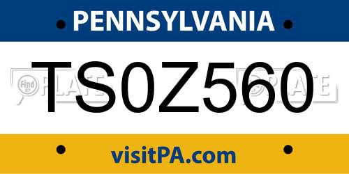 TS0Z560 Pennsylvania License Plate