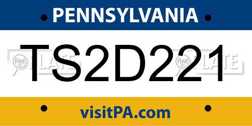 TS2D221 Pennsylvania License Plate