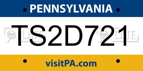 TS2D721 Pennsylvania License Plate