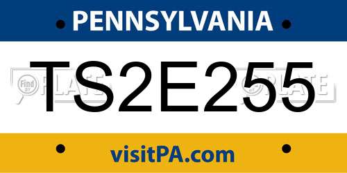TS2E255 Pennsylvania License Plate