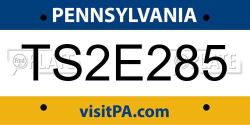 TS2E285 Pennsylvania License Plate