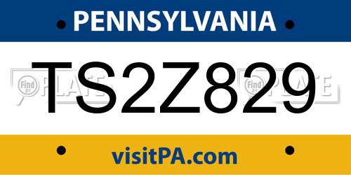 TS2Z829 Pennsylvania License Plate