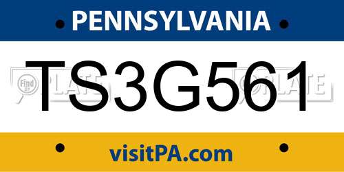 TS3G561 Pennsylvania License Plate