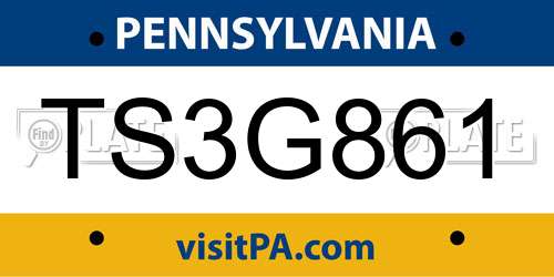 TS3G861 Pennsylvania License Plate