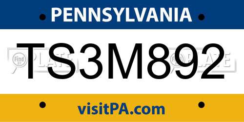 TS3M892 Pennsylvania License Plate