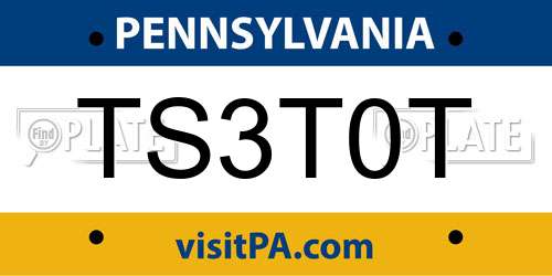 TS3T0T Pennsylvania License Plate