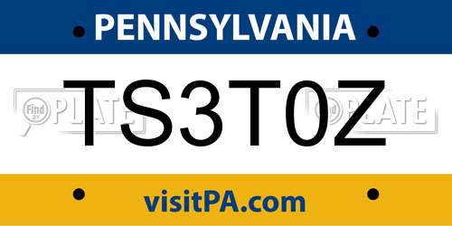 TS3T0Z Pennsylvania License Plate