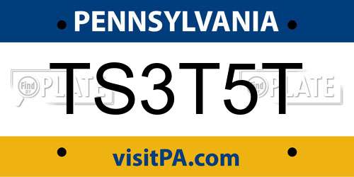 TS3T5T Pennsylvania License Plate