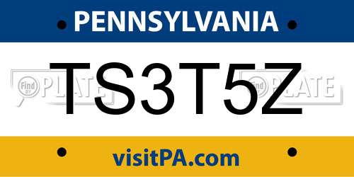 TS3T5Z Pennsylvania License Plate