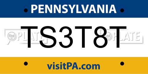 TS3T8T Pennsylvania License Plate